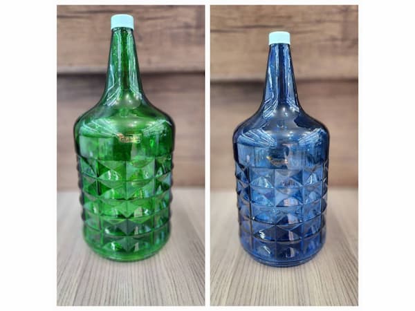 قیمت بطری شیشه ای آبغوره ۸ لیتری | سبز آبی شفاف
